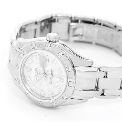 rolex 69319|29mm Rolex Pearlmaster Datejust 18K White Gold Watch with .